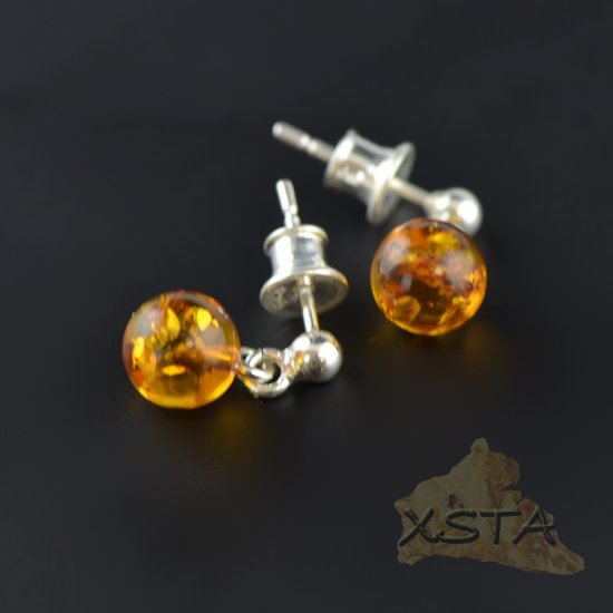 7mm Round amber earrings